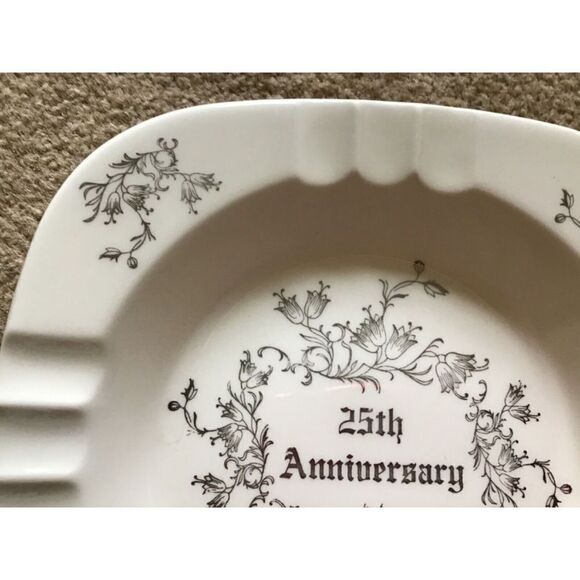 25th Wedding Anniversary 7 1/4” Ceramic Ashtray - Picture 2 of 8